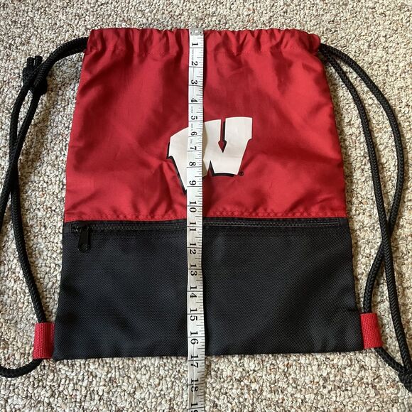 Logo University of Wisconsin Drawstring Backpack UW WI Bucky Badger Red College - Picture 6 of 7
